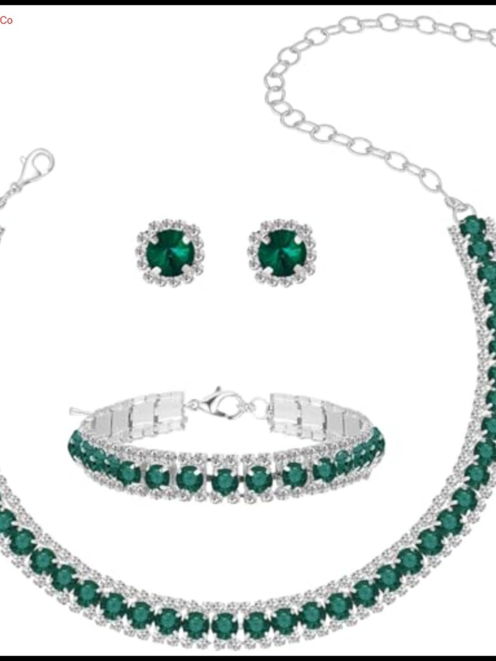 Cubic Zirconia Jewelry Set Tennis Necklace Bracelet Earrings